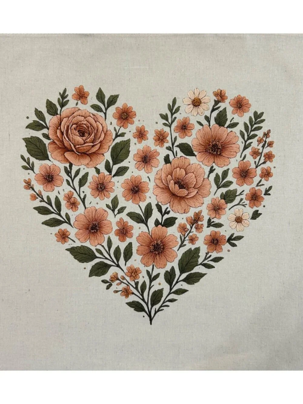 Floral Heart Graphic Eco-Friendly Reusable Shopping Tote Bag Cottagecore Boho